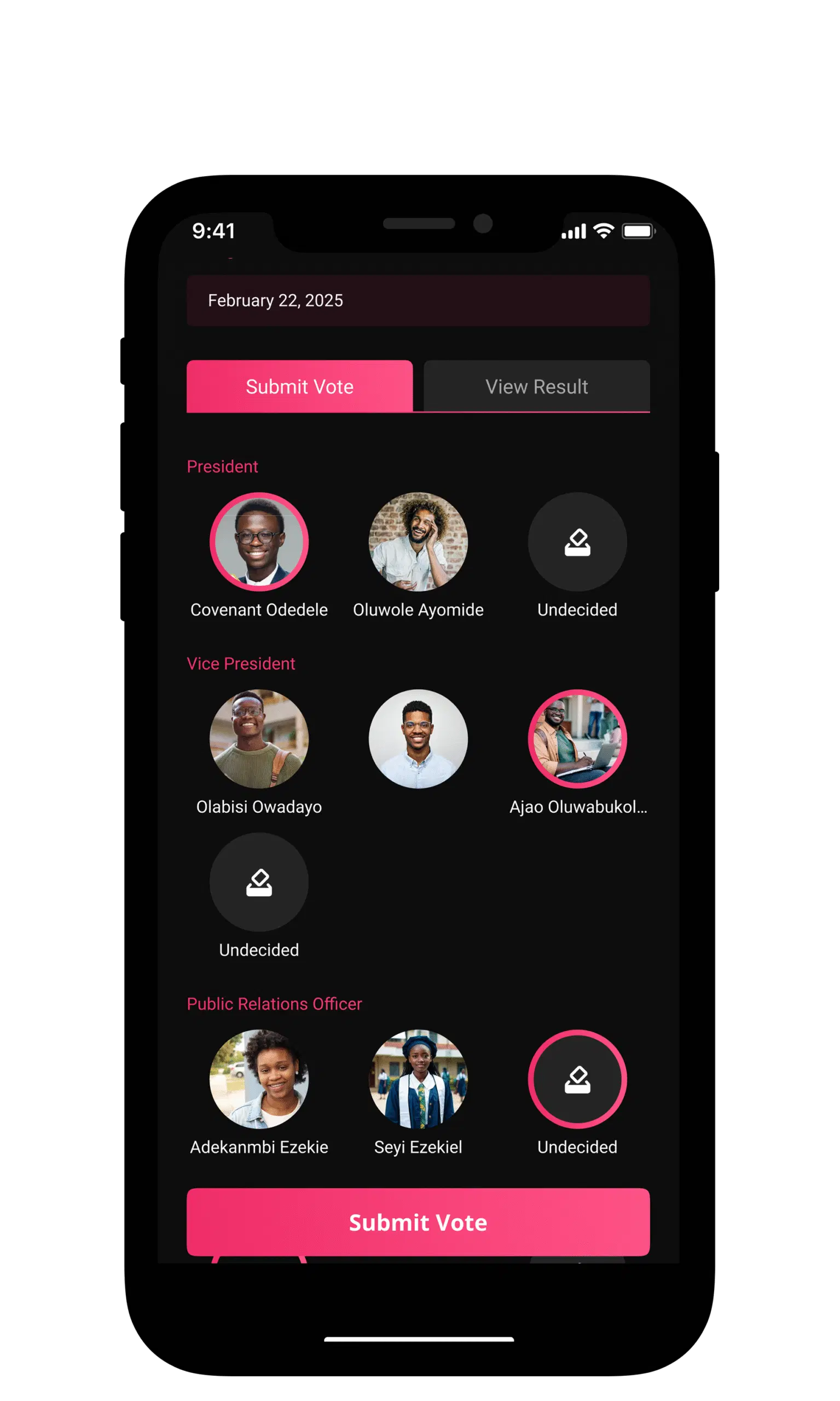 SmartBallot product artwork showing candidate selection and the voting control